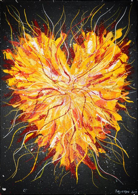 Original artwork Heart - orange on Black